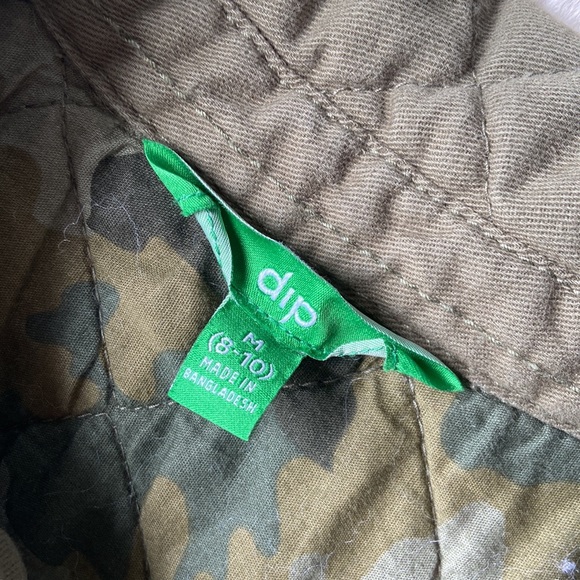 Dip boys quilted jacket army green twill utility shirt jacket kids medium 8/10 - Picture 13 of 14